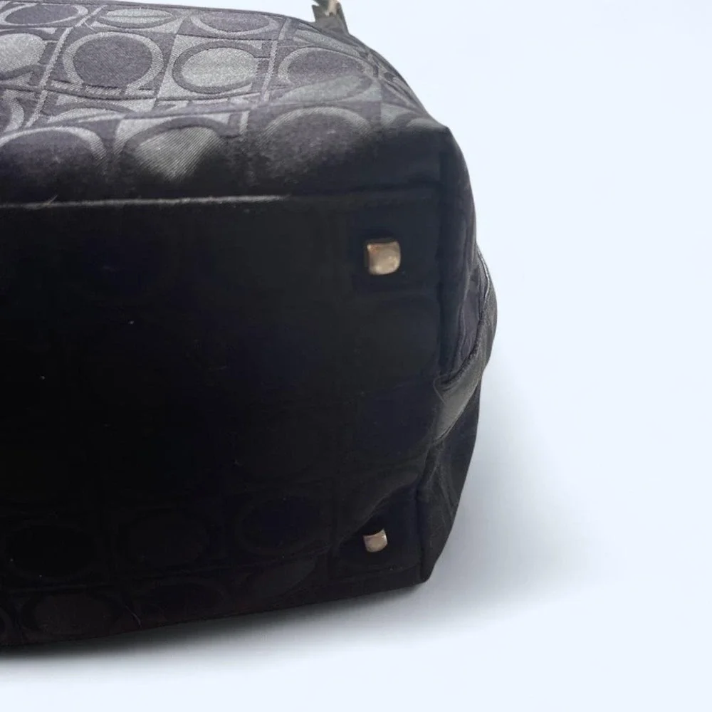 Ferragamo Gancini Canvas Leather Tote Bag Black